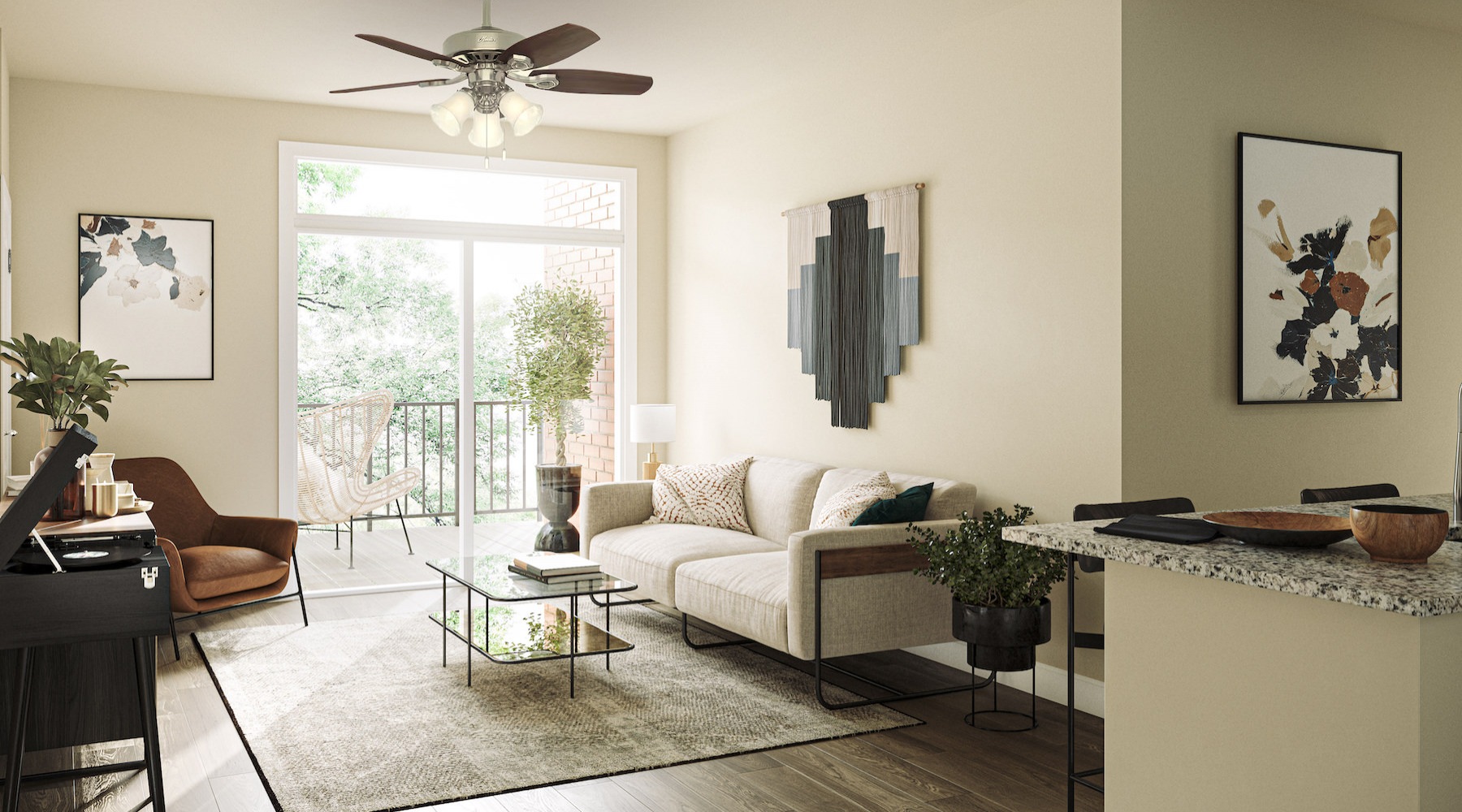 Living Room Large well lit living room